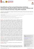 Cover page: Quantification of Severe Acute Respiratory Syndrome Coronavirus 2 Binding Antibody Levels To Assess Infection and Vaccine-Induced Immunity Using WHO Standards