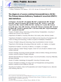 Cover page: The diagnosis of severe combined immunodeficiency (SCID): The Primary Immune Deficiency Treatment Consortium (PIDTC) 2022 Definitions.