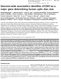 Cover page: Genome-wide association identifies ATOH7 as a major gene determining human optic disc size