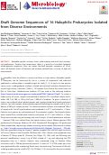 Cover page: Draft Genome Sequences of 16 Halophilic Prokaryotes Isolated from Diverse Environments