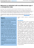 Cover page: Melanoma in individuals with neurofibromatosis type 1: a retrospective study