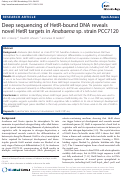 Cover page: Deep sequencing of HetR-bound DNA reveals novel HetR targets in Anabaenasp. strain PCC7120