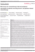 Cover page: Risk factors for chemotherapy‐induced peripheral neuropathy in patients receiving taxane‐ and platinum‐based chemotherapy