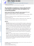 Cover page: The presentation of spontaneous coronary artery dissection in the emergency department: Signs and symptoms in an unsuspecting population.