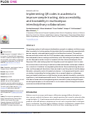 Cover page: Implementing QR codes in academia to improve sample tracking, data accessibility, and traceability in multicampus interdisciplinary collaborations.