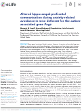 Cover page: Altered hippocampal-prefrontal communication during anxiety-related avoidance in mice deficient for the autism-associated gene Pogz