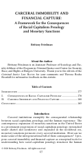 Cover page: Carceral Immobility and Financial Capture: A Framework for the Consequences of Racial Capitalism Penology and Monetary Sanctions