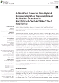 Cover page: A Modified Reverse One-Hybrid Screen Identifies Transcriptional Activation Domains in PHYTOCHROME-INTERACTING FACTOR 3