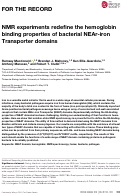 Cover page: NMR experiments redefine the hemoglobin binding properties of bacterial NEAr-iron Transporter domains.