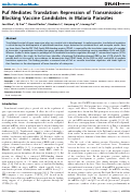 Cover page: Puf Mediates Translation Repression of Transmission-Blocking Vaccine Candidates in Malaria Parasites