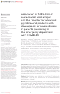 Cover page: Association of SARS-CoV-2 nucleocapsid viral antigen and the receptor for advanced glycation end products with development of severe disease in patients presenting to the emergency department with COVID-19