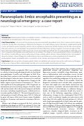 Cover page: Paraneoplastic limbic encephalitis presenting as a neurological emergency: a case report