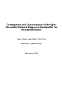 Cover page: Development and Demonstration of the Open Automated Demand Response Standard for the Residential Sector