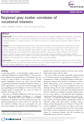 Cover page: Regional gray matter correlates of vocational interests