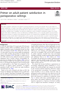 Cover page: Primer on adult patient satisfaction in perioperative settings.