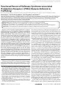 Cover page: Functional Rescue of Kallmann Syndrome-associated Prokineticin Receptor 2 (PKR2) Mutants Deficient in Trafficking*