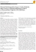 Cover page: Maternal Ileal Interposition Surgery Confers Metabolic Improvements to Offspring Independent of Effects on Maternal Body Weight in UCD-T2DM Rats