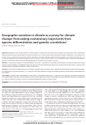 Cover page: Geographic variation in climate as a proxy for climate change: Forecasting evolutionary trajectories from species differentiation and genetic correlations