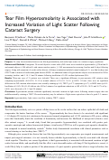 Cover page: Tear Film Hyperosmolarity is Associated with Increased Variation of Light Scatter Following Cataract Surgery.