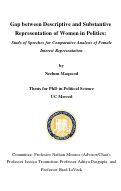 Cover page: Gap between Descriptive and Substantive Representation of Women in Politics: Study of Speeches for Comparative Analysis of Female Interest Representation