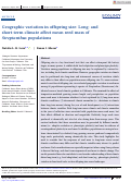 Cover page: Geographic variation in offspring size: Long‐ and short‐term climate affect mean seed mass of Streptanthus populations