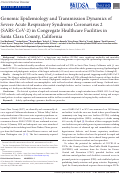 Cover page: Genomic Epidemiology and Transmission Dynamics of Severe Acute Respiratory Syndrome Coronavirus 2 (SARS-CoV-2) in Congregate Healthcare Facilities in Santa Clara County, California.