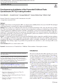 Cover page: Development and validation of the Premorbid Childhood Traits Questionnaire (PCT-Q) in eating disorders