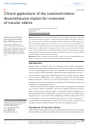 Cover page: Clinical applications of the sustained-release dexamethasone implant for treatment of macular edema