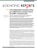 Cover page: LPS independent activation of the pro-inflammatory receptor Trem1 by C/EBPε in granulocytes.