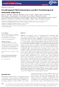 Cover page: Cerebrospinal fluid biomarkers predict frontotemporal dementia trajectory