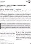 Cover page: Sequence-Based Prediction of Metamorphic Behavior in Proteins