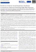 Cover page: Predictors of Severe Acute Respiratory Syndrome Coronavirus 2 Infection Following High-Risk Exposure