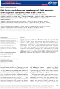 Cover page: Risk factors and abnormal cerebrospinal fluid associate with cognitive symptoms after mild COVID-19.