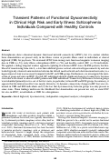 Cover page: Transient Patterns of Functional Dysconnectivity in Clinical High Risk and Early Illness Schizophrenia Individuals Compared with Healthy Controls