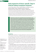 Cover page: Early expansion of donor-specific Tregs in tolerant kidney transplant recipients