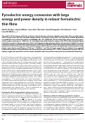 Cover page: Pyroelectric energy conversion with large energy and power density in relaxor ferroelectric thin films