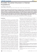 Cover page: Possible Ancestral Structure in Human Populations