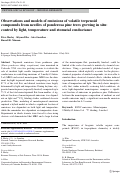 Cover page: Observations and models of emissions of volatile terpenoid compounds from needles of ponderosa pine trees growing in situ: control by light, temperature and stomatal conductance