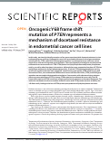 Cover page: Oncogenic Y68 frame shift mutation of PTEN represents a mechanism of docetaxel resistance in endometrial cancer cell lines