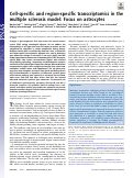 Cover page: Cell-specific and region-specific transcriptomics in the multiple sclerosis model: Focus on astrocytes