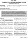 Cover page: Uterine Rupture due to Invasive Metastatic Gestational Trophoblastic Neoplasm