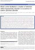 Cover page: Motor cortex facilitation: a marker of attention deficit hyperactivity disorder co-occurrence in autism spectrum disorder