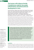 Cover page of The human milk oligosaccharide 3′sialyllactose reduces low-grade inflammation and atherosclerosis development in mice