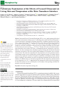 Cover page: Preliminary Examination of the Effects of Focused Ultrasound on Living Skin and Temperature at the Skin–Transducer Interface