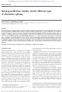 Cover page: Splicing predictions reliably classify different types of alternative splicing