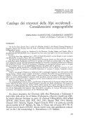 Cover page: Catalogo dei tricotteri delle Alpi occidentali - Considerazioni zoogeografiche