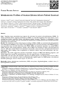 Cover page: Metabolomic Profiles of Human Glioma Inform Patient Survival.