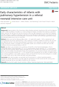 Cover page: Early characteristics of infants with pulmonary hypertension in a referral neonatal intensive care unit.