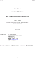 Cover page: Thin film synthesis by energetic condensation
