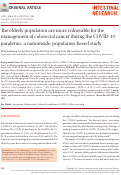 Cover page: The elderly population are more vulnerable for the management of colorectal cancer during the COVID-19 pandemic: a nationwide, population-based study.